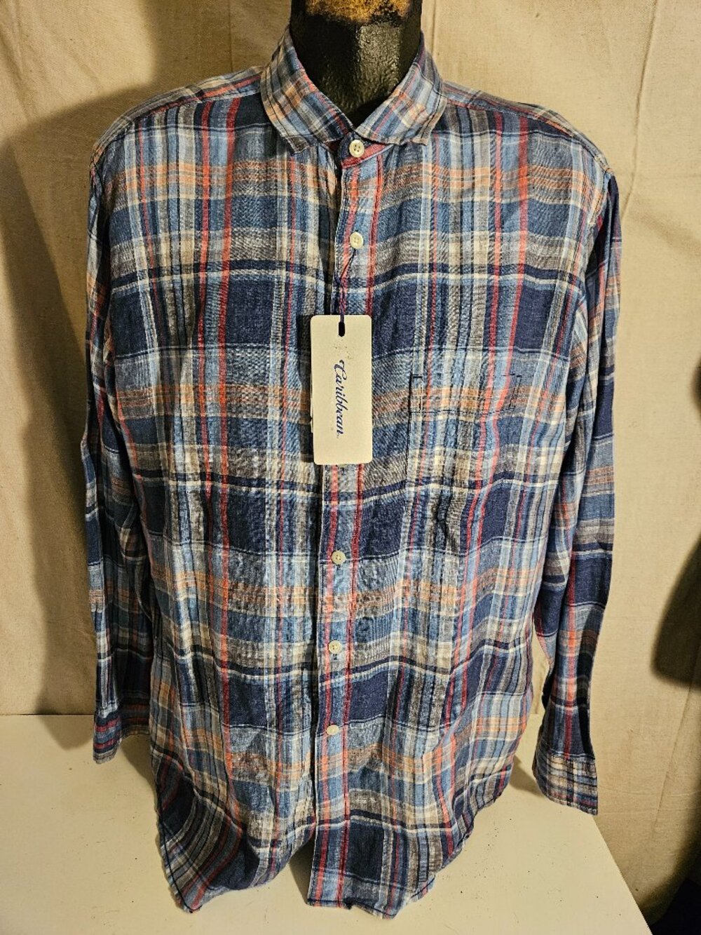 Men's Caribbean Linen Summer Shirt L/S NEW NWTG Size XL